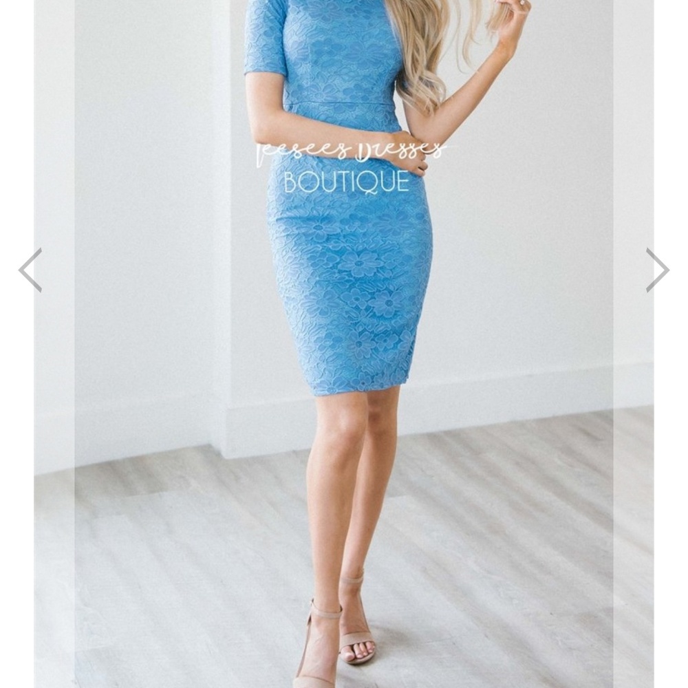 Cornflower blue lace dress